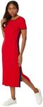 Tommy Hilfiger Women's Solid Rib Midi Dress Scarlet Medium