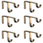 Arena Curtain Rod Support Vintage Style Double Curtain Rod Holders / Window Curtain Holder with Antique Brass Finish for Curtain Accessories (CB242) (Pack of 6)