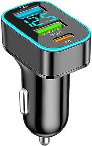 Cargador Mechero USB Carga Rapida, 66W Cargador Movil Coche QC3.0 + PD + 2.4A USB, Cargador de Coche con Voltímetro LED, Compatible con iPhone, Android, Samsung, Tabletas y Teléfonos Inteligentes