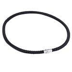 Trendsmax 6mm Black Braided Cord Rope Man-Made Leather Necklace Bracelet Stainless Steel Clasp One Piece
