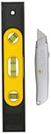 STANLEY Plastic Torpedo Level Magnetic-225mm/9'' & 5 Meter Plastic Short Measuring Tape (5m)(Yellow) & Classic 99 6'' Retractable Utility Knife with 3 Heavy-Duty Blades (Steel Grey)