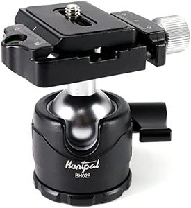 HUNTPAL Tripod Ball Head Mount for Rifle Shooting Sticks Stands Gun Rest, Arca Swiss Plate with 1/4" Screw, 3/8" Thread Mount Low Gravity Metal 28mm Diameter Ball 360° Panorama Rotation Ball Head