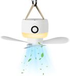 LAMA 10.4" Camping Ceiling Fan with LED Lantern, 8000mAh USB Rechargeable Small Hanging Fan Light, Remote Control, Detachable Fan Blades, 3 Speeds Adjustable RV Bedroom Coop Tent Camp Fan Lights