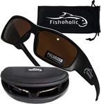 Fishoholic Polarized Fishing Sunglasses (14 Options) - Free Hard Case & Pouch - UV400 - Great Fishing Gift (mb-AMB)