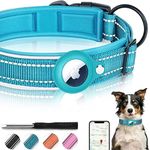 Airtag Dog Collar, Reflective Nylon Dog Collar, Adjustable Pet Collar With Quick Release Buckle, Apple Airtag Collar With Holder For Small, Medium, Large and Extra Large Dogs (Small, Blue)