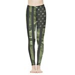 POLERO Camo Flag Leggings for Women American Flag Tights Camouflage Yoga Pants Full Length - M