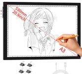 WELZK Light Board A3, 42×32CM Light Pad, Side Button Design, 9 Levels/Stepless Dimming, Super Bright Light Box Widely for Tracing, Drawing, Weeding Vinyl, Diamond Painting etc