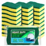 AIDEA Heavy Duty Scrub Sponge-24Count, Sponges for Dishes, Heavy Duty Cellulose Sponge, Cleans Fast Without Scratching, Cleaning Sponges for Everyday Jobs for Dishes, Pots, Pans