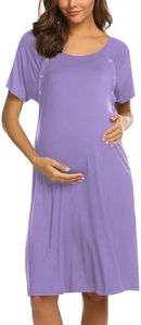 Ekouaer Womens, Nightgown Nightshirt, Labor/Delivery/Nursing Hospital Gown Maternity, Hospital Bag Must Have, Lavender, Small