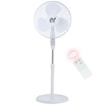 NETTA Pedestal Standing Floor Fan – 16 Inch, 3 Speed Settings, with 7-Hour Timer, Remote Control, Oscillating Function and Adjustable in Height – 40W – White