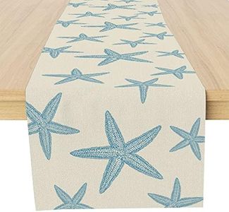 Blue Starfish Table Runner,Nautical Beach Table Runner Decor for Dinning Room Kitchen Ocean Sea Table Runner Decorations for Holiday Party, Housewarming Gifts for Women Friends Couple, 13X72Inches