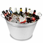 Galvanised Steel Round Party Tub - Drinks Pail, Beer Cooler, Beer Bucket, Drinks Cooler