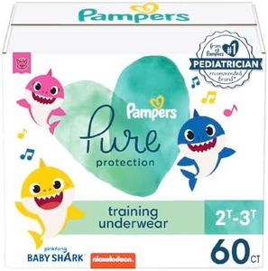 Pampers Training Pants - Pure Protection - Size 2T-3T, 60 Count, Baby Shark Premium Hypoallergenic Potty Underwear