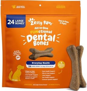 Zesty Paws Dental Bones - Fights Tartar & Plaque - Gum, Teeth & Bone Health - Cinnamon for Dog Breath - Immune, Joint, Gut, Skin & Coat Support - Omega 3 EPA & DHA and Calcium - Large Dogs - 24 ct…