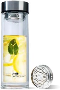 The Better Home Water Double Walled Insulated Glass Water Bottle With Stainless Steel Tea Stainer & Cap 450ml | Detox Glass Water Bottle | Odour-Free | Scratch-Resistant | BPA-Free