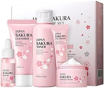 Skincare Set Skin Care for Teenage Girls Gift Set-Cleanser,Toner,Serum,Eye,Essence Serum- Facial Care Sets&Kits for Pores,Blackheads,Exfoliate,Skin Essentials Travel Kit All Skin Types (5PCS)