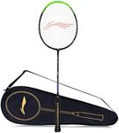 Li-Ning G - Force 3500 Superlite Carbon Fibre Strung Badminton Racket with Full Racket Cover (Black/Green) | for Intermediate Players | 78 Grams | Maximum String Tension - 32lbs