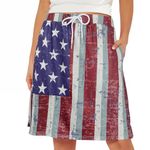 American Trend Tennis Skirt for Women with Pockets Athletic Skort Knee Length Golf High Waist Skirt Drawstring Shorts, American Flag, X-Large