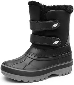 DREAM PAIRS Boys Girls Snow Boots Waterproof Outdoor Sport Warm Cozy Anti-Slip Cute Ankle Winter Shoes for Toddler/Little/Big Kid,Size 4 Big Kid,Black,DUCKO