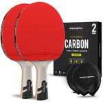 PRO SPIN Ping Pong Paddles - Premium Table Tennis Rackets with Carbon Fibre | Elite Series 7-Ply Blade, Premium Rubber, 2.0mm Sponge | Includes Rubber Protector Case (2-Pack)