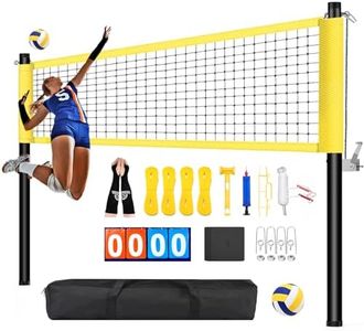 32ft Heavy Duty Portable Adjustable Volleyball Net Outdoor Beach (Yellow)