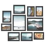 SONGMICS Collage Picture Frames, Set of 10 Photo Frames, Collage Frames, Clear Glass Front, Ink Black URPF10B