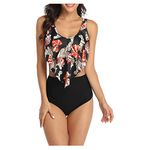 Darkey Wang Women's Boho Flounce Falbala High Waist Bikini Set Swimsuit L Black