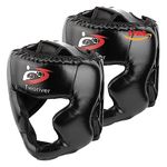 SANJOIN Boxing Headgear, PU Leather Head Guard Sparring Helmet for Boxing, MMA, UFC, Kickboxing, Mixed Martial Arts (Black, 2 Pack)