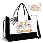 Teacher Gifts for Women,Teacher Appreciation Gifts, Retirement Teacher Gift, Thank You Teacher Gifts with Canvas Tote Bag and Makeup Bag for End of year Graduation