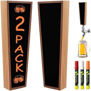 Hgkeke Wooden Beer tap Handles keg Handle Chalkboard Beer tap Handles for kegerator, keg tap Handles & Markers - Nice Gift for homebrewers, Bars, Restaurants & Weddings - Pack of 2