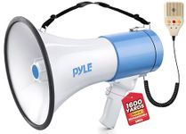 Pyle Megaphone - 50W Professional PA Bullhorn with Talk/Siren/AUX IN for Music Connection, Includes Rechargeable Battery and Carry Strap for Outdoors, Sports, Events and More