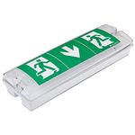 Slimline LED Emergency IP65 Maintained Or Non Maintained Waterproof Fire Exit Sign Bulkhead Light Fitting With Green Legend Kit Low Energy EM3 NM3 M3 E3M 3 Hour Sign Light With Battery Backup