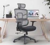 MRC EXECUTIVE CHAIRS ALWAYS INSPIRING MORE Aero Ergonomic High Back Mesh Office Chair | Headrest, Lumbar Support, 2D Pu Armrests, Multi Lock Synchro Mechanism | Home Office Desk Chair (Black)