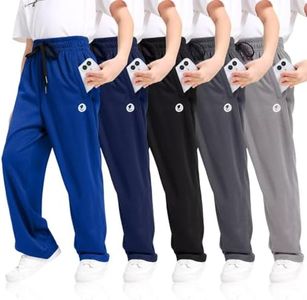 OCYMA Boys Sweatpants with Zip Pockets 5Pack Athletic Pants Mesh Joggers for Boys 5-24
