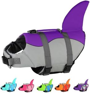 Doglay Shark Mermaid Dog Life Jacket, Ripstop Dog Life Vest Adjustable Pet Life Preserver for Small Medium Large Dogs, Pet Floatation Vest with Rescue Handle & Strong Buoyancy for Swimming
