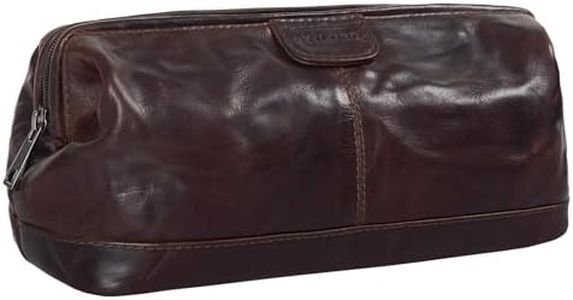STILORD 'Laurin' Bolsa de Aseo de Piel Vintage para Hombre y Mujer Neceser para Viaje Vacaciones Maquillaje Bolso Organizador para baño de auténtico Cuero, Color:Espresso - marrón