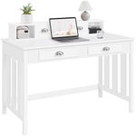 Yaheetech Modern Writing Computer Desk Home Office Workstation Laptop Table with Removable Floating Organizer, Sturdy Dressing Table with 2 Tier Hutch, 4 Drawers Organizer Home Furniture, White