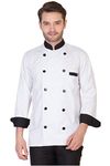 Dress.com Men's Blended Chef Coat (Black and White, X-Small)