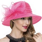 Lady Church Derby Dress Cloche Hat Fascinator Floral Tea Part Bucket Hat S051 (Rose)