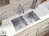 Kitchen Sink 304 Grade Stainless Steel Double Bowl Kitchen Sink (37" x 20" x 9" Square Bowl, MATT/Satin)