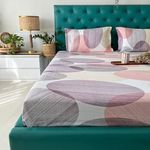 Urban Space 100% Cotton Bedsheet for Elastic Fitted Bed King Size, Serene 200 TC Bedsheet King Size Bed Cotton with 2 Pillow Cover (72 x 78 inches, Oval Pink)