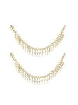 Karatcart Gold Plated Kundan & Pearls Studded Anklets