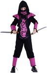 PGOND Girl's Pink Ninja Jumpsuit Costume for Kids (10-12Y)