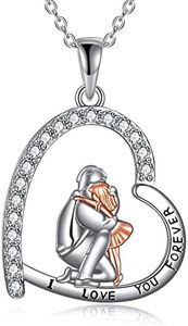 YAFEINI Collana Padre Figlia S925 Argento Ciondolo Padre Figlia Collana Papà Figlia Gioielli Regali per Donne Ragazze (A-Padre-Figlia)