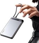 LISEN Slim Portable Charger 10000mAh, All Metal Battery Pack Power Bank Fast Charing Mini Size Travel Essentials Gifts Christmas for iPhone 17 16 15 Pro Max Air, Built-in Cable