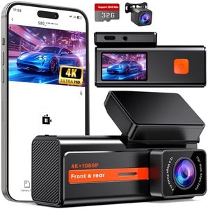 Dash Cam Front and Rear, 4k+1080P Dual Dashcam for Cars, WiFi & App Control Dash Camera,1.5” IPS Car Camera with 32GB Card,170°Wide Angle, Night Vision, 24H Parking Mode, G-Sensor, Support 256GB Max