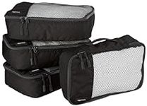 Amazon Basics 4 Piece Packing Travel Organizer Zipper Cubes Set, Small, Black