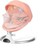 Baby Swing for Infants, Baby Rocker with 5 Point Harness, Bluetooth Support, 10 Preset Lullabies and 3 Speeds with Remote Control, Infant Swing for Baby Boy Girl Up to 20 lbs, Pink