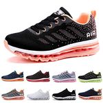 huysfika Womens Mens Trainers Gym Running Shoes Fashion Fitness Mesh Sneakers Casual Outdoor Walking Shoes, BlackOrange Size 34 EU(3.5 UK)