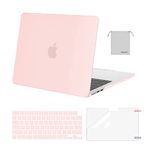 MOSISO Compatible with MacBook Air 13 inch Case 2024 2023 2022 M3 A3113 M2 A2681 Touch ID, Plastic Hard Case&Keyboard Cover&Screen Film&Pouch Compatible with MacBook Air 13.6 inch Case,Chalk Pink